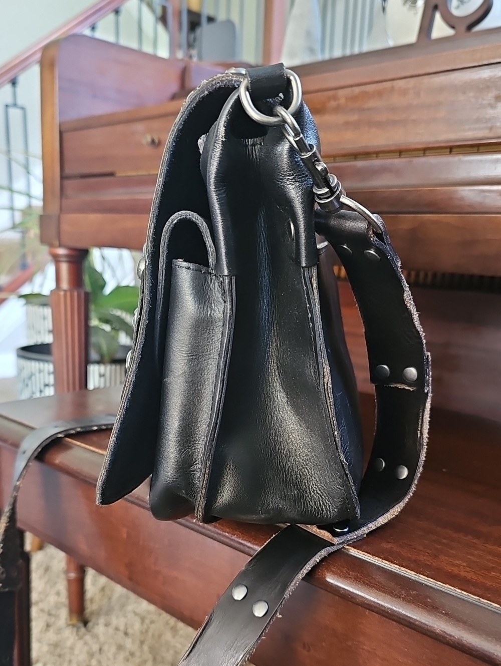 Patricia Nash Purse Rosa Leather Studded Distressed Crossbody Shoulder Bag - Picture 13 of 15